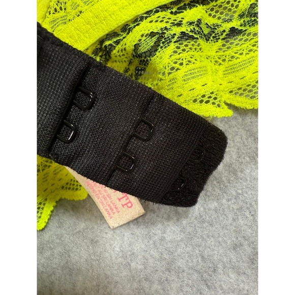 PINK Victoria's Secret Neon Yellow Lace Racerback XS Bralette Bra Neoncore Rave - Picture 10 of 13